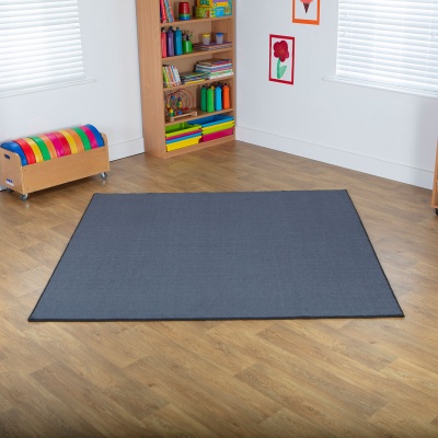 Plain Colour Square Classroom Carpet - Grey