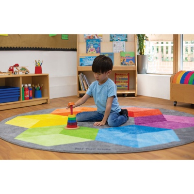 Rainbow Rainbow Circular Polygon Carpet