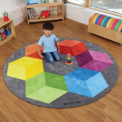 Rainbow Rainbow Circular Polygon Carpet