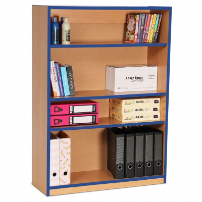 Open Bookcase with 3 Shelves & Blue Edging (1250H)