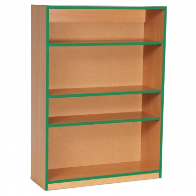Open Bookcase with 3 Shelves & Green Edging (1250H)