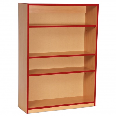 Open Bookcase with 3 Shelves & Red Edging (1250H)