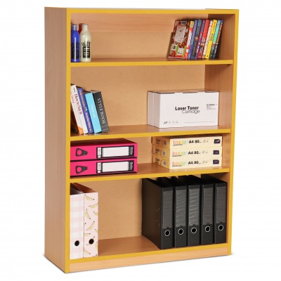Open Bookcase with 3 Shelves & Yellow Edging (1250H)