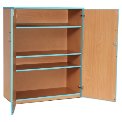 Lockable Cupboard with 3 Shelves & Cyan Edging(1250H)