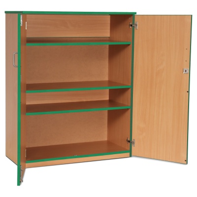 Lockable Cupboard with 3 Shelves & Green Edging (1250H)
