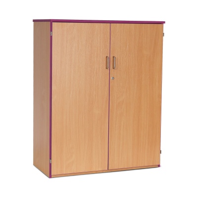Lockable Cupboard with 3 Shelves & Purple Edging (1250H)