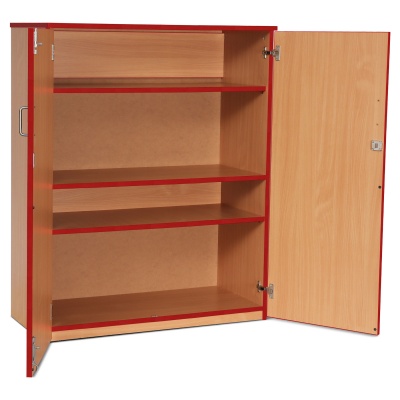 Lockable Cupboard with 3 Shelves & Red Edging (1250H)