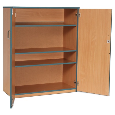 Lockable Cupboard with 3 Shelves & Metal Blue Edging (1250H)
