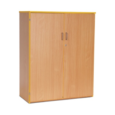 Lockable Cupboard with 3 Shelves & Yellow Edging (1250H)