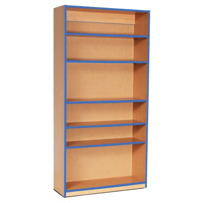 Open Bookcase with 5 Shelves & Blue Edging (1800H)