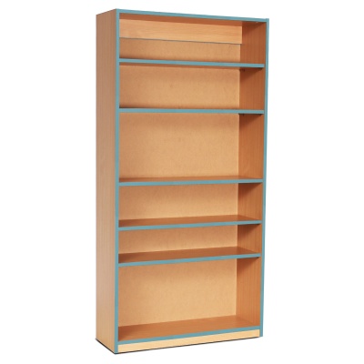 Open Bookcase with 5 Shelves & Metal Blue Edging (1800H)