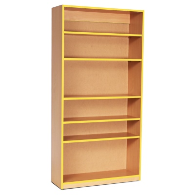 Open Bookcase with 5 Shelves & Yellow Edging (1800H)