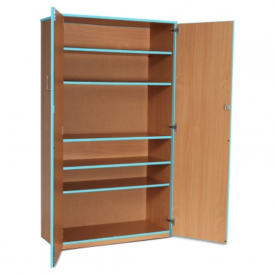Lockable Cupboard with 5 Shelves & Cyan Edging (1800H)