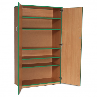 Lockable Cupboard with 5 Shelves & Green Edging(1800H)