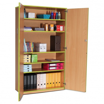Lockable Cupboard with 5 Shelves & Lime Edging (1800H)