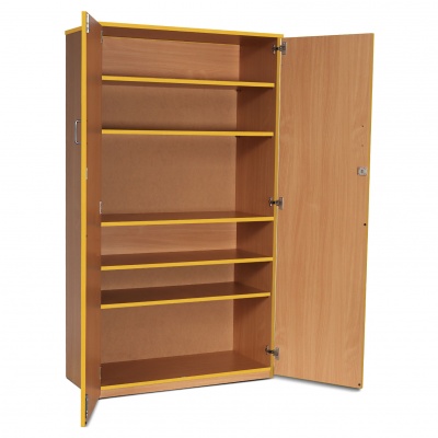 Lockable Cupboard with 5 Shelves & Yellow Edging (1800H)