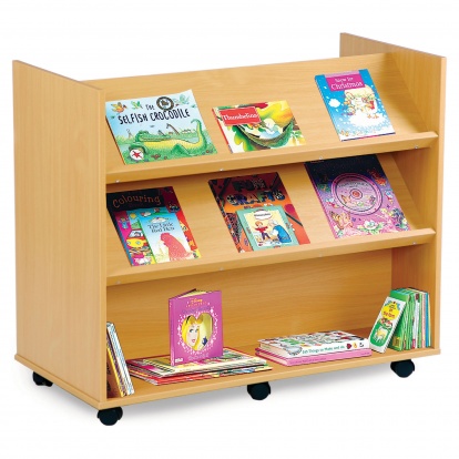 Mobile Library Unit 2 Angled & 1 Horizontal Shelf Each Side