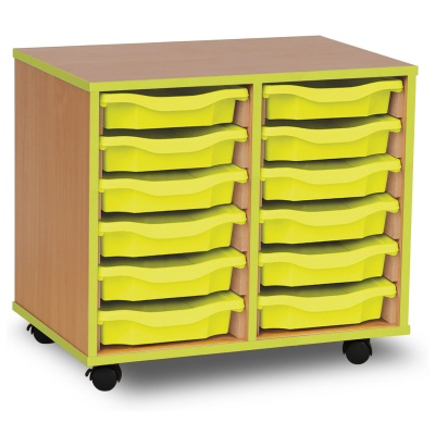12 Single Tray Unit with Lime Edging, Castors & Lime Trays