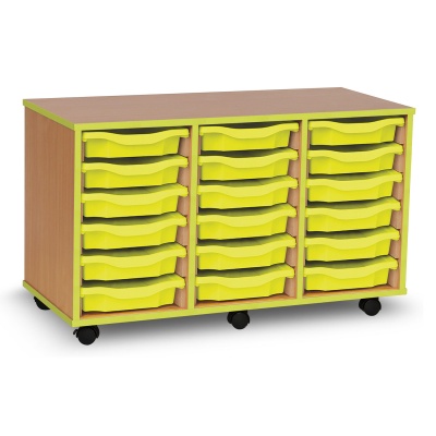 18 Single Tray Unit with Lime Edging, Castors & Lime Trays