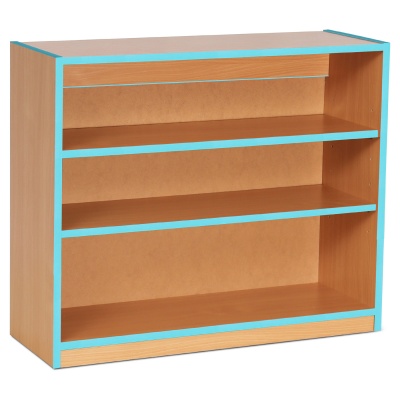 Open Bookcase with 2 Shelves & Cyan Edging (750H)