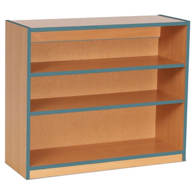 Open Bookcase with 2 Shelves & Metal Blue Edging (750H)