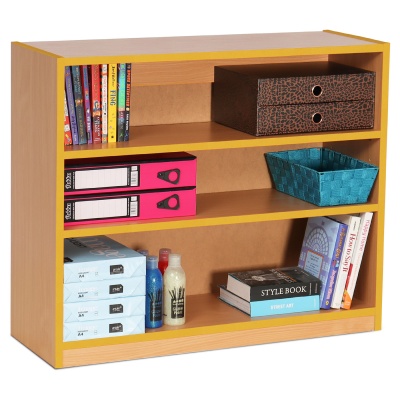 Open Bookcase with 2 Shelves & Yellow Edging (750H)