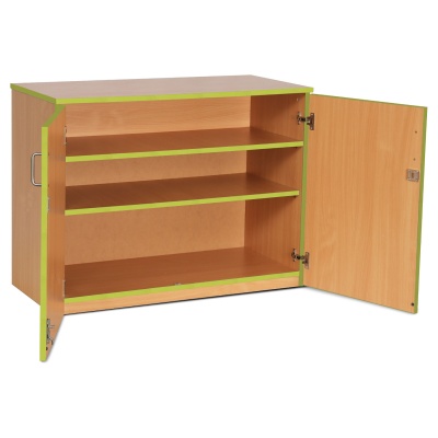 Lockable Cupboard with 2 Shelves & Lime Edging (750H)
