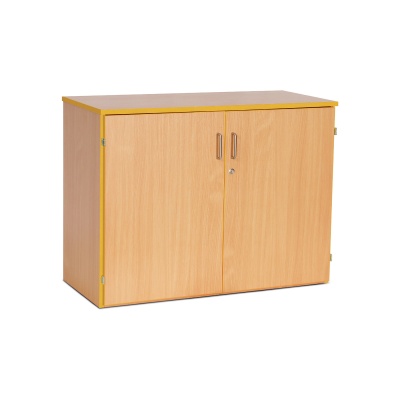 Lockable Cupboard with 2 Shelves & Yellow Edging(750H)