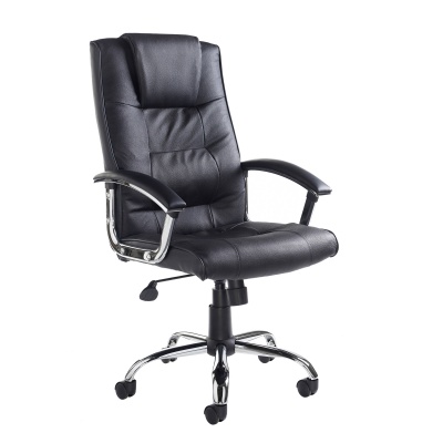 Somerset High Back Managers Chair - Black Leather Faced