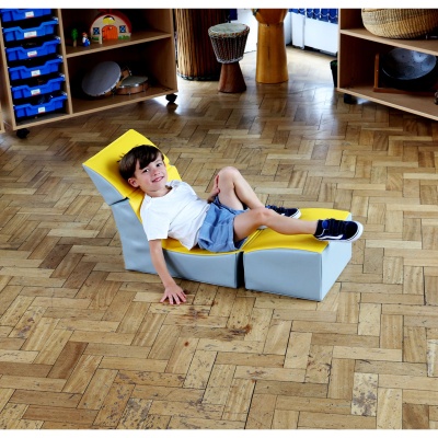Folding Sensory Lounge Chair Single - Grey/Yellow