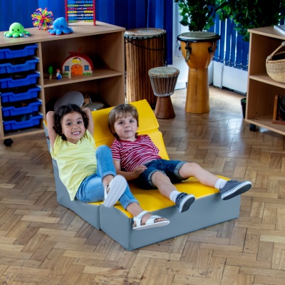 Folding Sensory Lounge Chair Double - Grey/Yellow