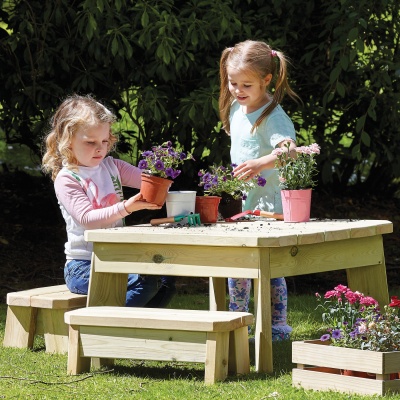 Outdoor Square Table & Bench Set