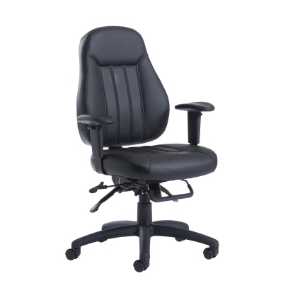 Zeus Medium Back 24hr Task Chair - Black Faux Leather