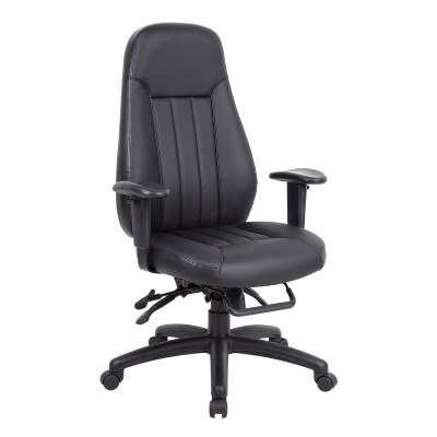 Zeus High Back 24hr Task Chair - Black Faux Leather
