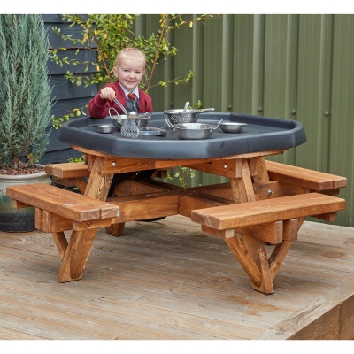 Children's Round Wooden Picnic Bench - Tuff Spot Friendly
