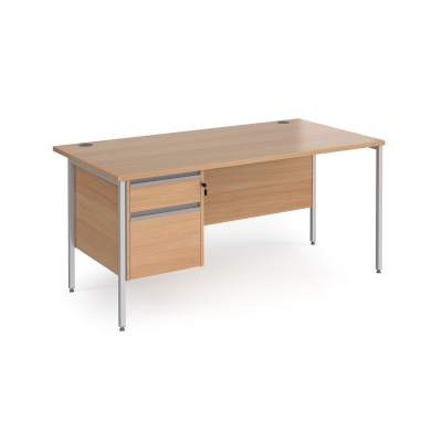 Contract 25 H-Frame Leg Straight Desk with 2 Drawer Pedestal