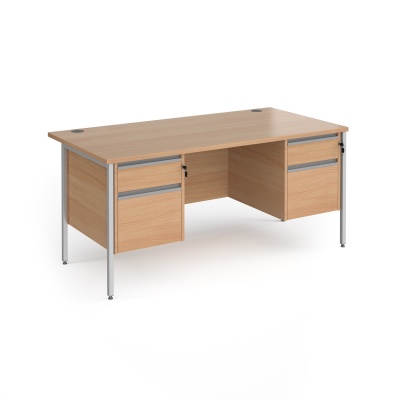 Contract 25 H-Frame Leg Straight Desk with Two 2 Drawer Pedestals