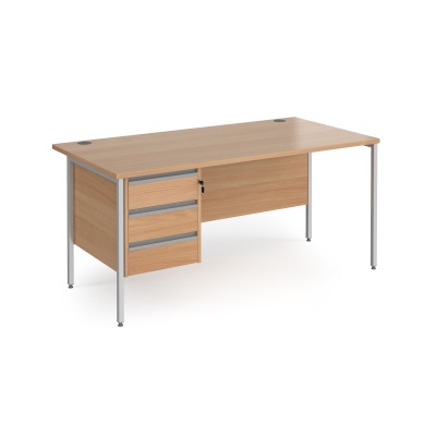 Contract 25 H-Frame Leg Straight Desk with 3 Drawer Pedestal