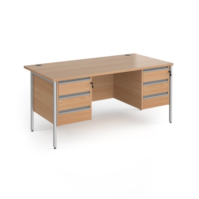 Contract 25 H-Frame Leg Straight Desk with Two 3 Drawer Pedestals