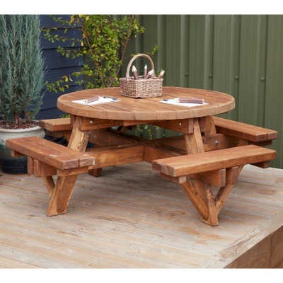 Children's Round Wooden Picnic Bench - Tuff Spot Friendly