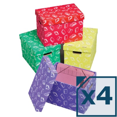 Class Store Range Handy Archive Storage Boxes (Pack of 4)