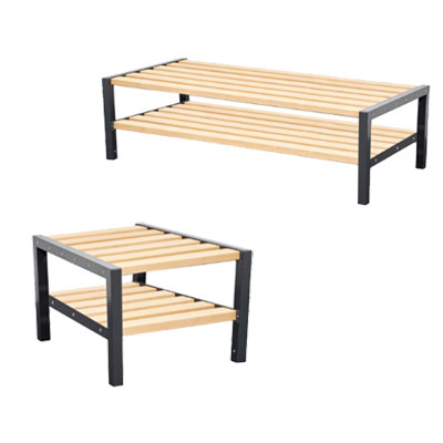 Double Sided Cloakroom Bench + Boot Rack - Black