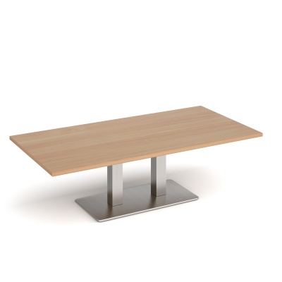 Eros Rectangular Coffee Table with Flat Rectangular Base & Twin Uprights