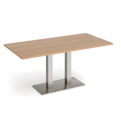 Eros Rectangular Dining Table with Flat Rectangular Base & Twin Uprights