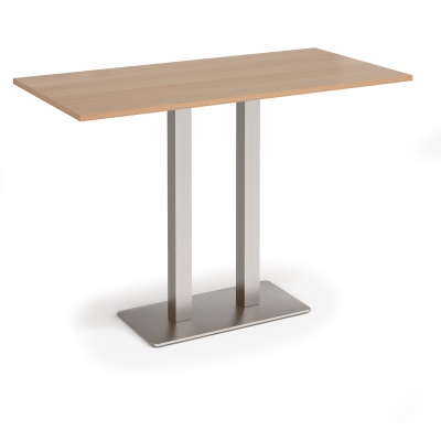 Eros Rectangular Poseur Table with Flat Rectangular Base & Twin Uprights
