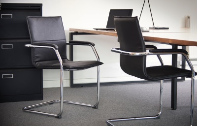 Essen Stackable Meeting Room Cantilever Chair - Black Faux Leather