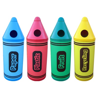 Large Crayon Bin with Litter Graphics (Set of 4)