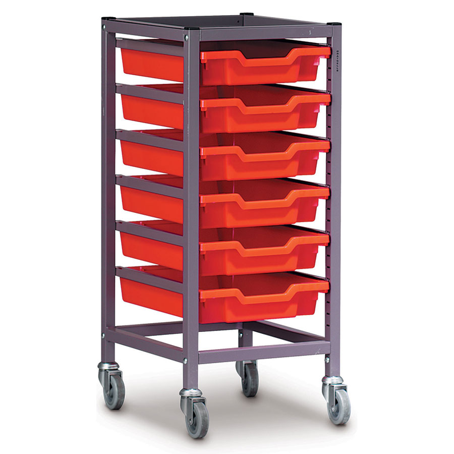 Low 1 Bay Science Storage Trolley - 5 Shallow Trays