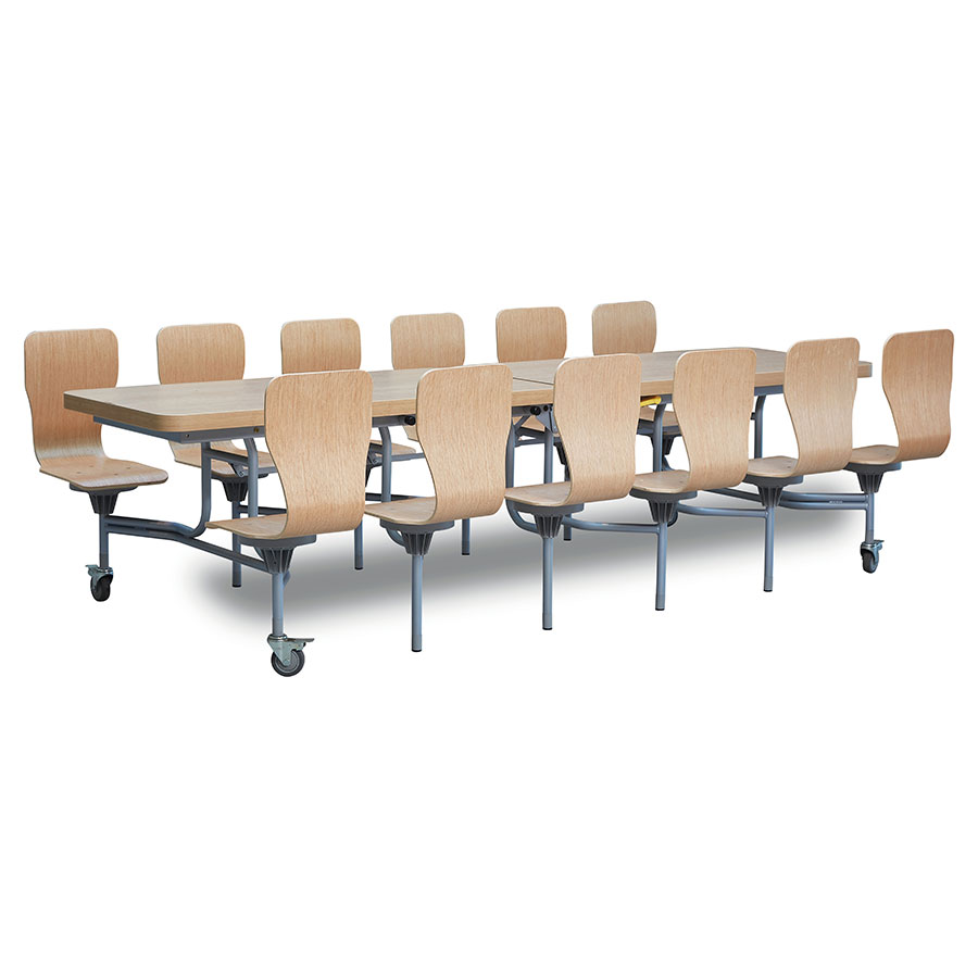 12 Seat Primo Rectangular Mobile Folding Table - Full Back Seats