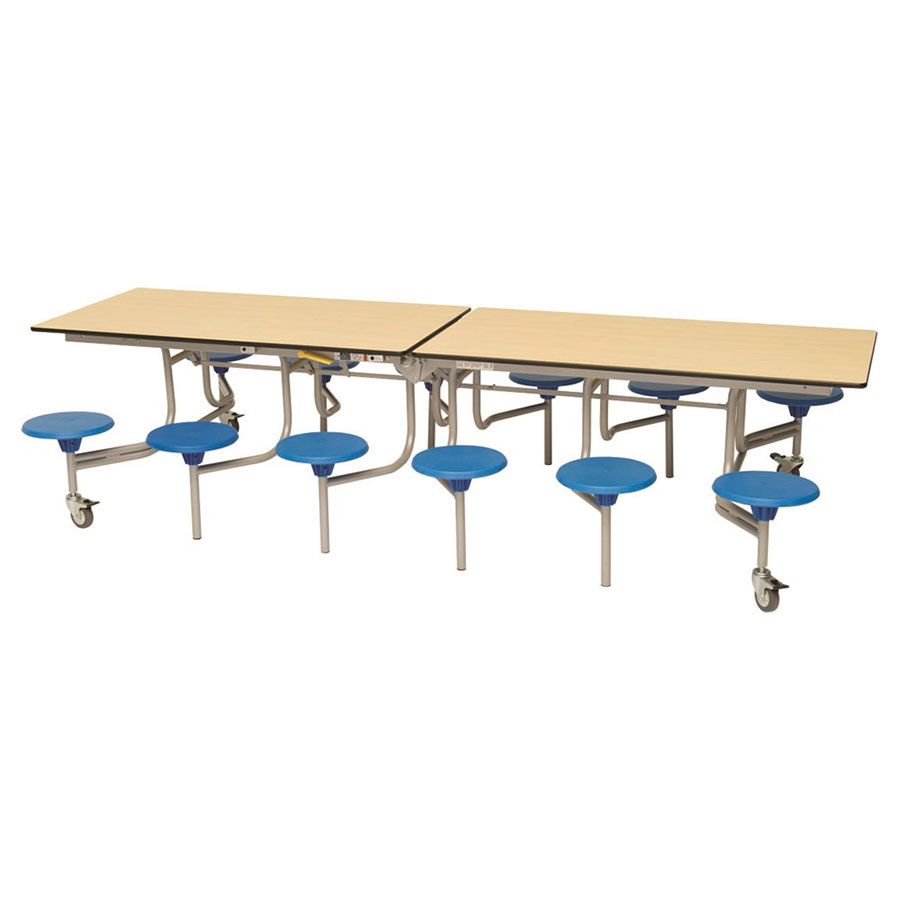 12 Seat Rectangular Mobile Folding Table - Stools